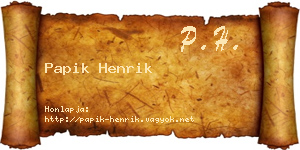 Papik Henrik névjegykártya